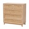Baxton Studio Elsbeth Mid-Century Modern Oak Brown Finished Wood and Natural Rattan 5-Drawer Storage Cabinet 226-12954-ZORO - alternate 1